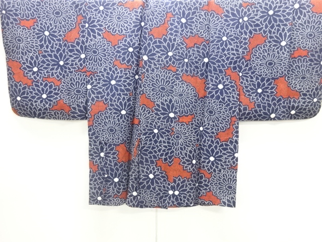 JAPANESE KIMONO / DOCHUGI COAT / SHIBORI / KIKU PATTERN 